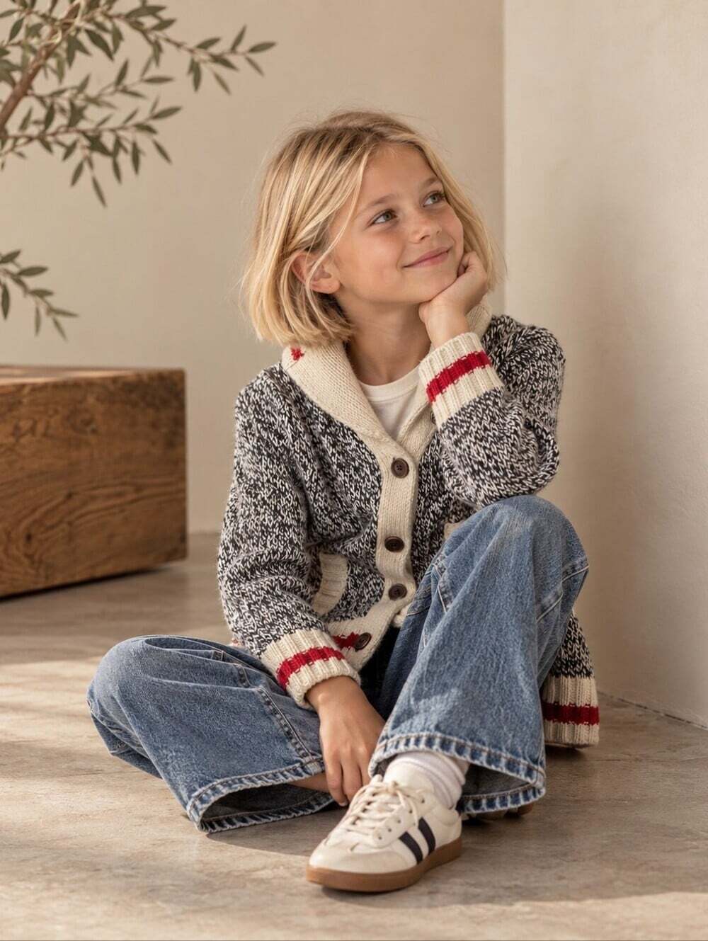 Roots Kids Canada Wool Blend Shawl Collar Cardigan Sweater M (7-8) Cabin Cottage